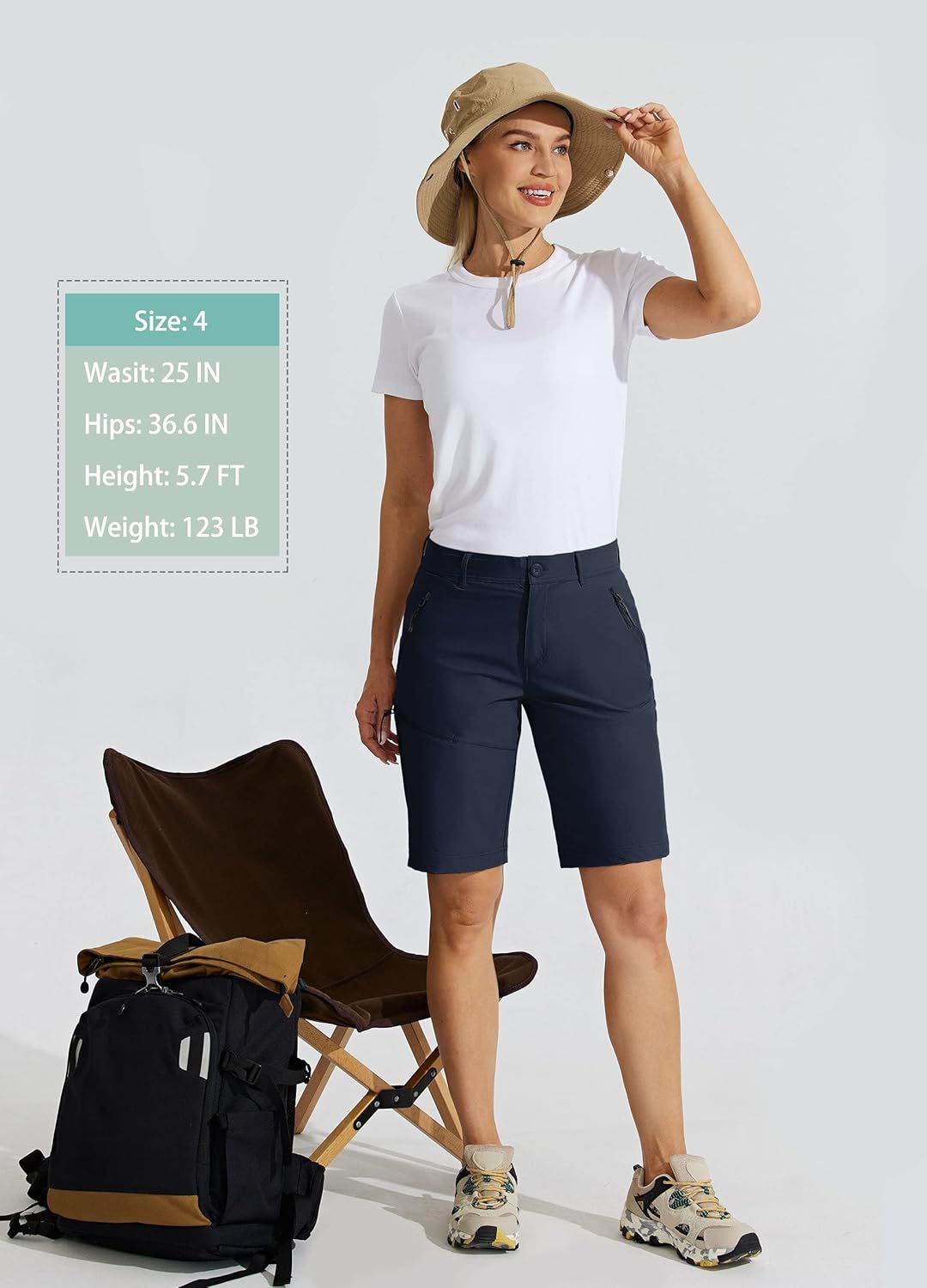Willit Women's 10" Hiking Golf Long Shorts Quick Dry Athletic Outdoor Summer Shorts with Pockets - Image 3