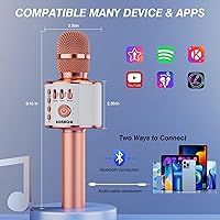 Vista 3 de BONAOK - Micrófono inalámbrico Bluetooth Karaoke, 3 en 1; máquina altavoz de micrófono de karaoke portátil de mano para fiesta de cumpleaños en casa