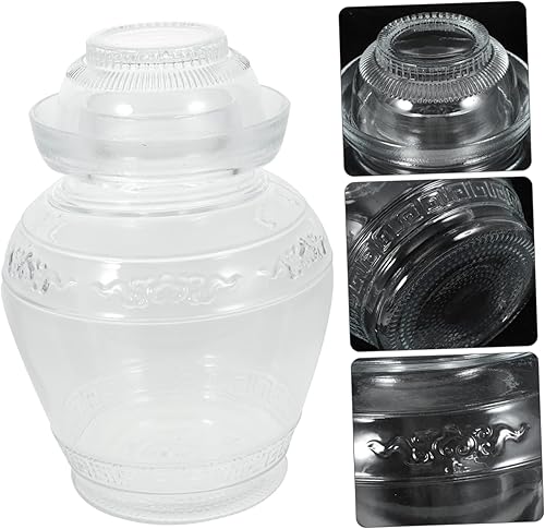Miniatura 3 de Hemoton Tarro de pepinillo de vidrio Tarro de fermentación de vidrio Tarro de vino Tarro de fermentación de cristal chino Crock con sello de agua