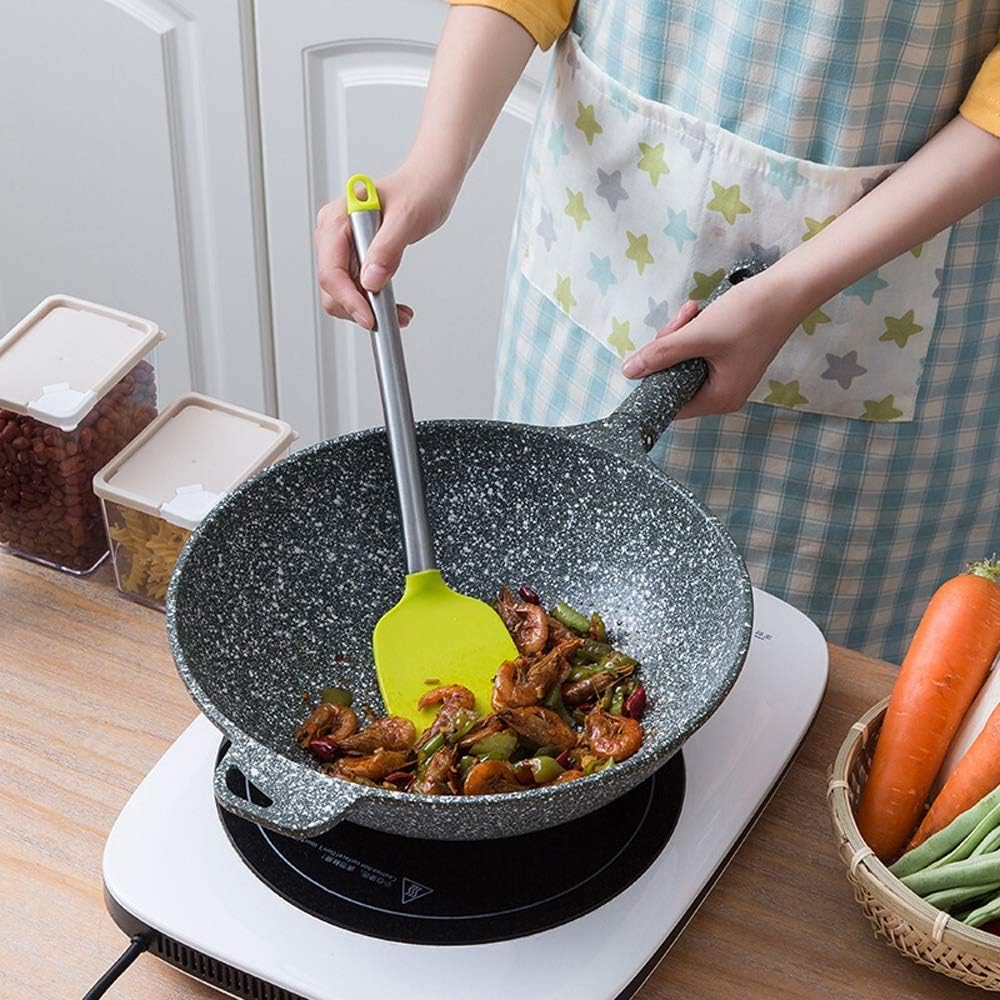 Nonstick Cooking Pan with Induction Light, Gas Stove, Universal Flat Bottom Sauté Maifan (Color : Black, Size : 32 cm) (Black 32 cm)