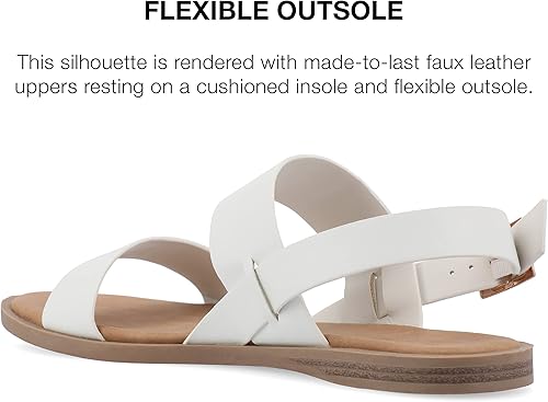 Miniatura 4 de Journee Collection Sandalias planas LaVine con múltiples correas para mujer, Blanco