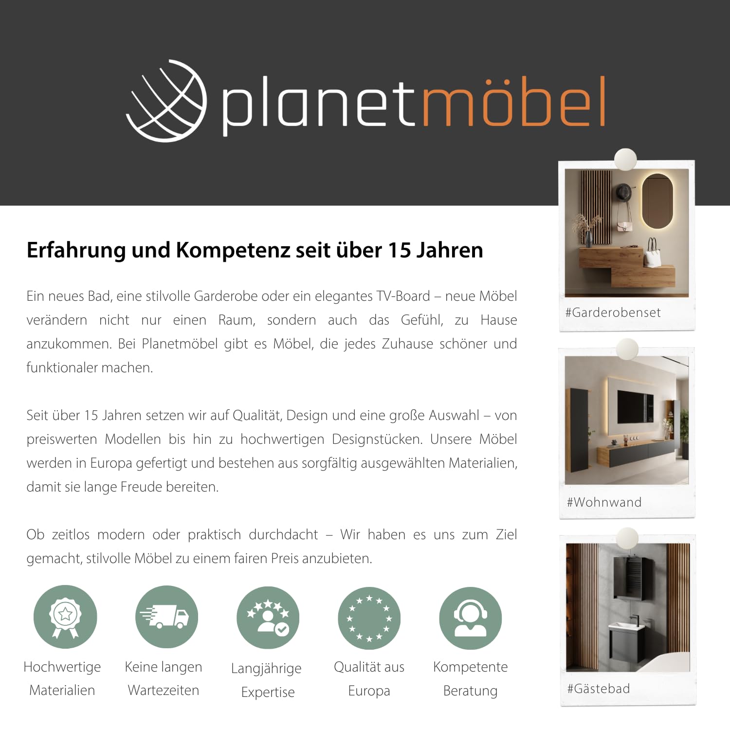Planetmöbel Waschbecken mit Unterschrank 40 cm inkl. Keramikwaschbecken und Spiegelschrank, Gäste WC Badmöbel Set, weiß matt