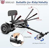 Vista 6 de SISIGAD Hoverboard con accesorio de asiento aeropatinetas de dos ruedas de 65 pulgadas con altavoz Bluetooth y luces coloridas scooter de equilibrio