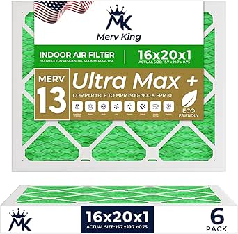 Filter King MERV 8 HVAC Air Filters 16x20x1, 4 Pack, Made In USA, Actual Size 15.5x19.5x.75, Lasts Up To 90 Days - Foto 2