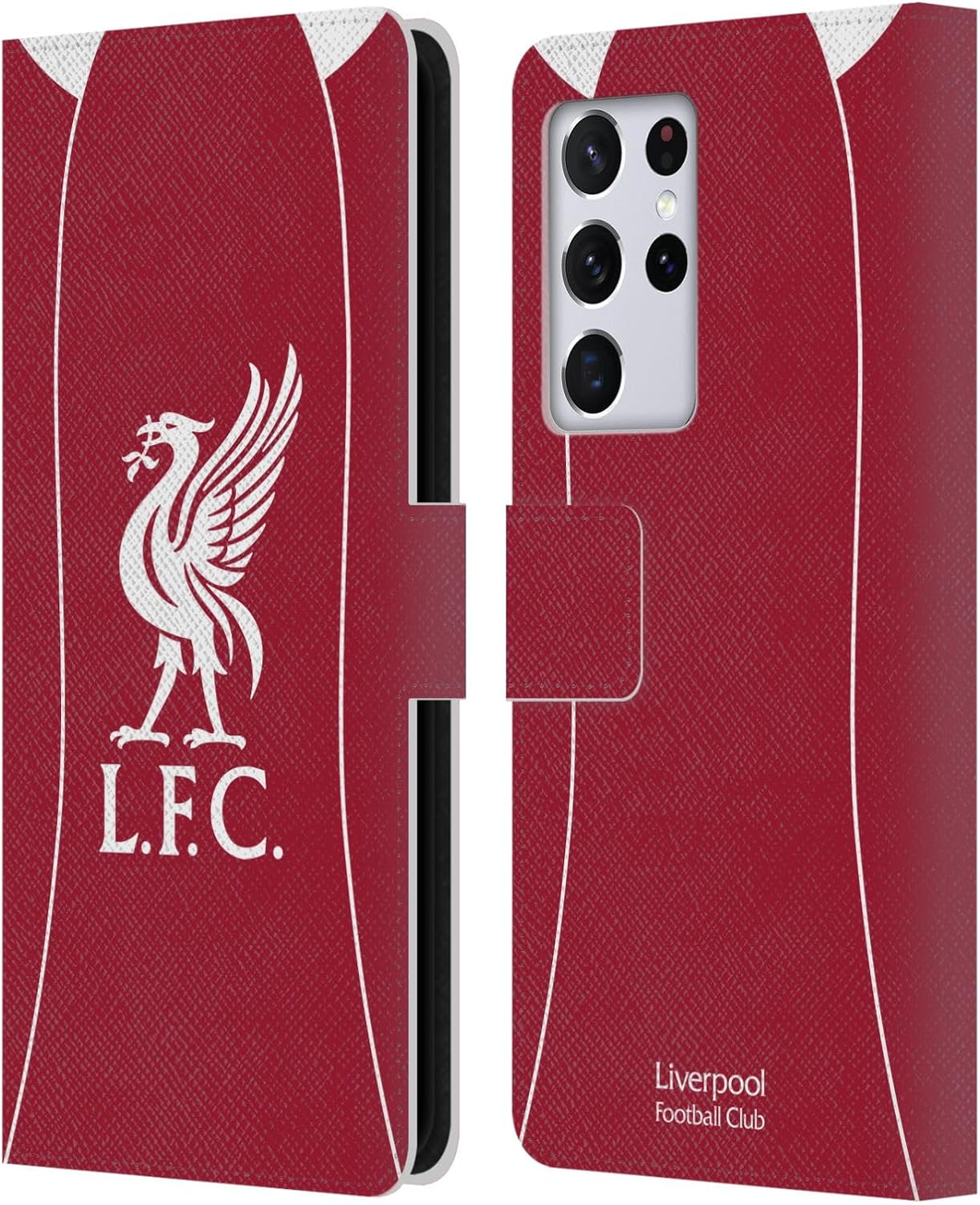 Head Case Designs Officially Licensed Liverpool Football Club Home 2025/26 Kit Leather Wallet Case Compatible with Samsung Galaxy S21 Ultra 5G