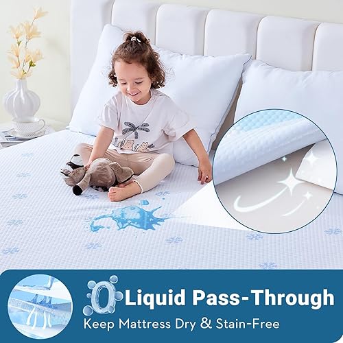 Miniatura 2 de MUXHOMO Paquete de 2 protectores de colchón impermeables, transpirables y silenciosos, tamaño King con bolsillo profundo de 8 a 21 pulgadas, fundas