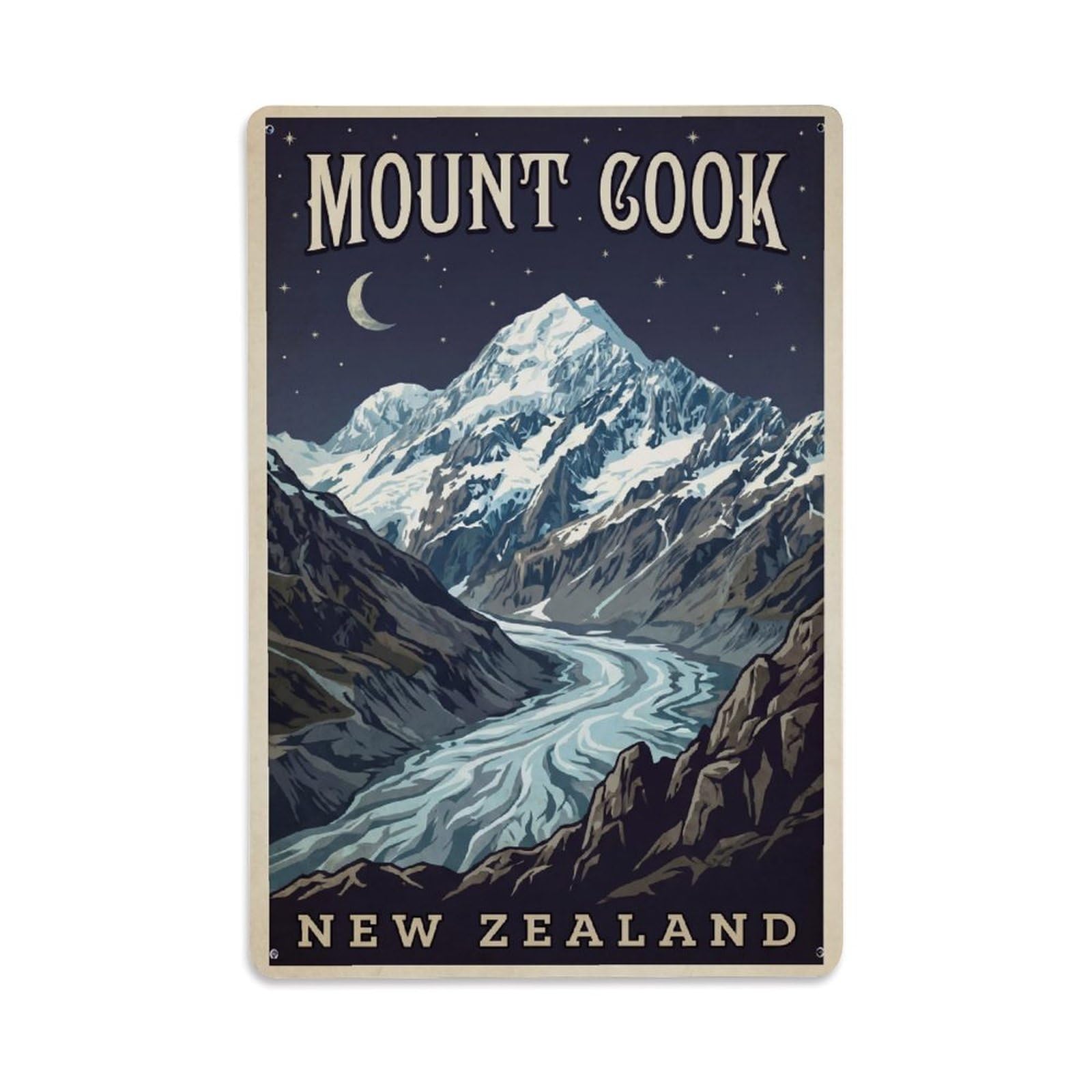 Metal Tin Sign New Zealand Mount Cook Vintage
