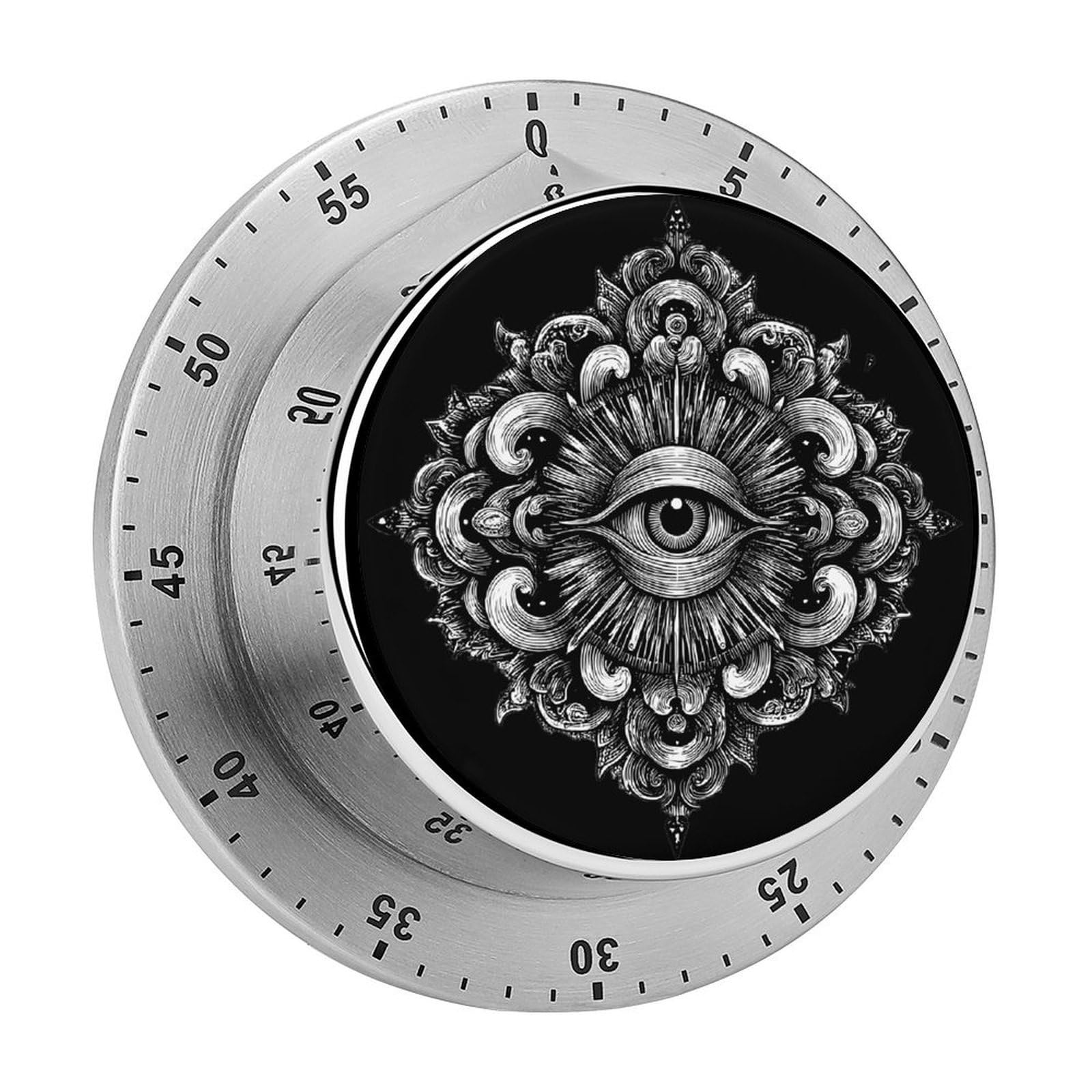 Mystical Eye with Mandala Mechanical Timer with Alarm for Kitchen Cooking Productivity Stainless Steel Timers