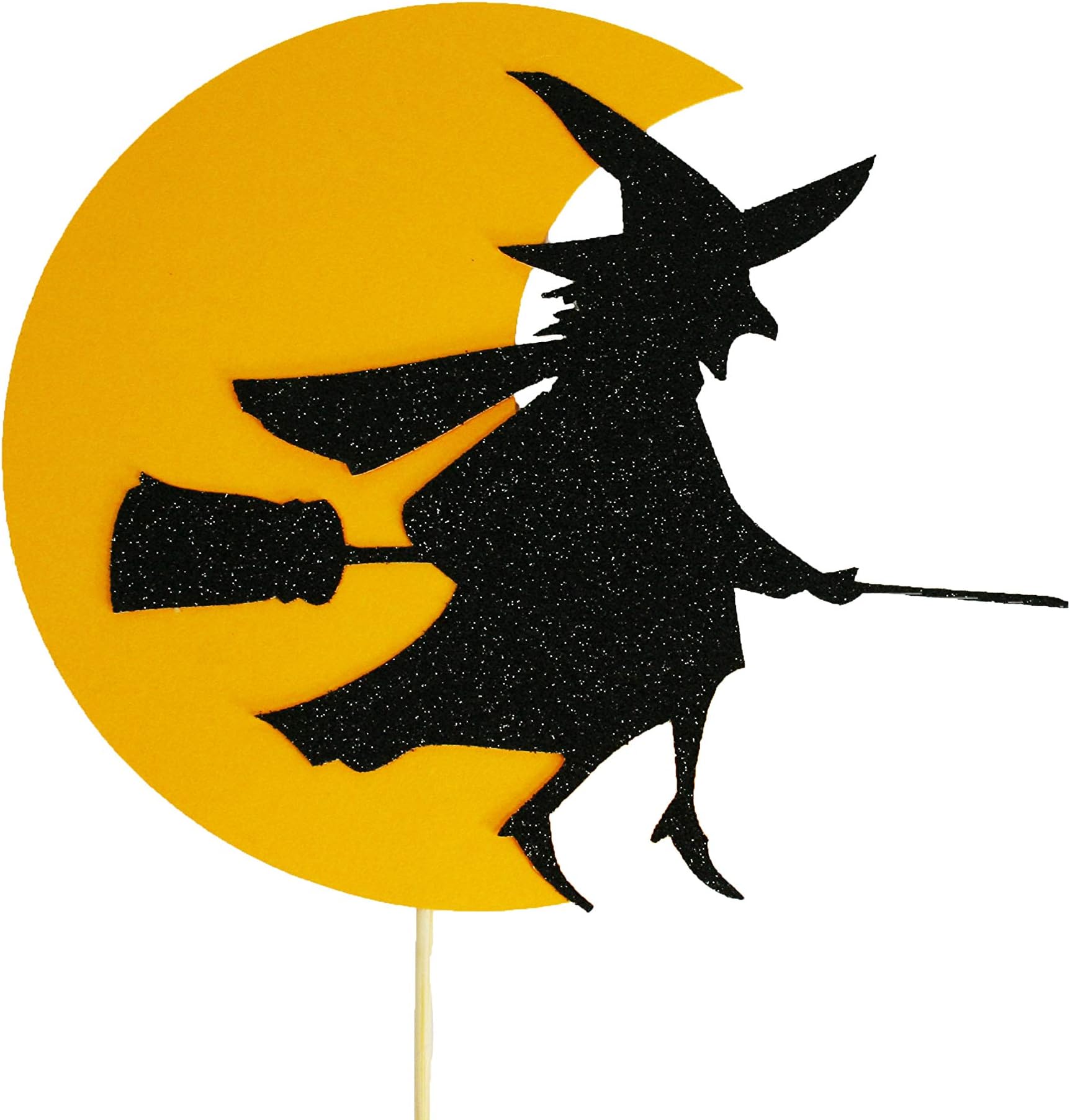 Witch Over Crescent Moon Design Halloween Cake Topper 5.5" Tall