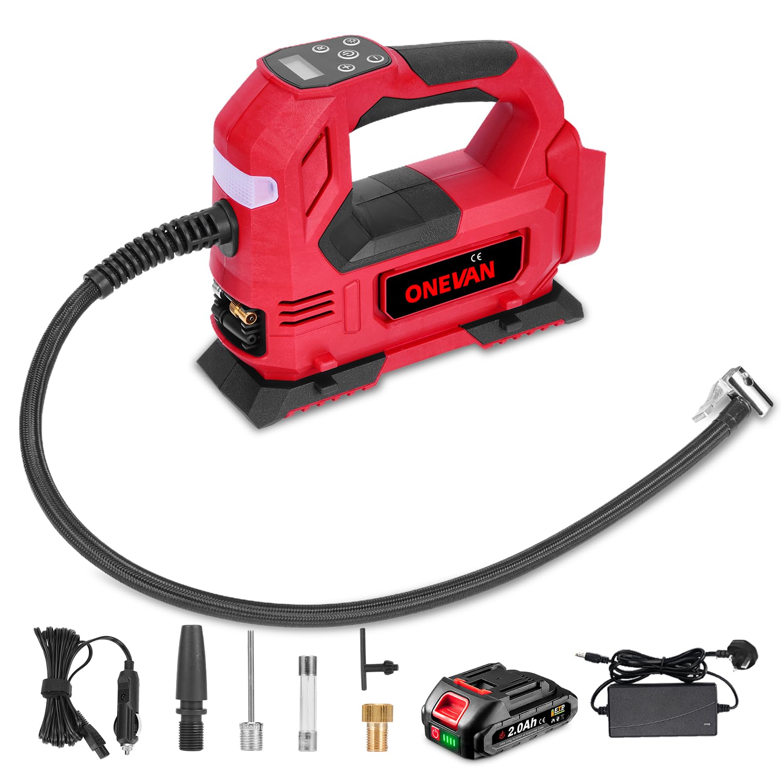 Portable Cordless Tire Inflator - 150 PSI, 25000mAh Battery, Fast Inflation For Cars, Bikes, Toys