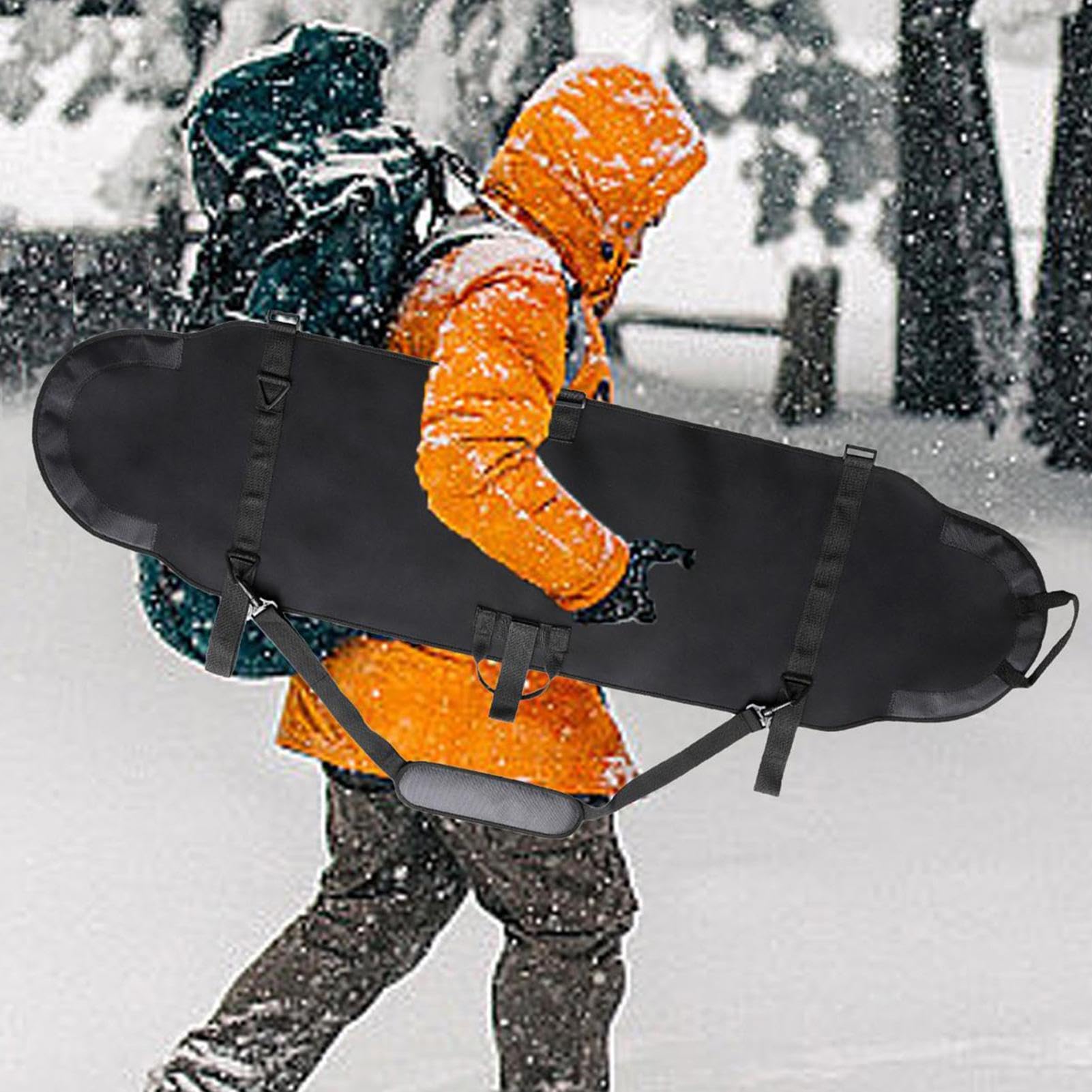 Generico Borsa da Snowboard per Viaggi Aerei, Impermeabile, Resistente, Portatile, Nero, 145x40 cm