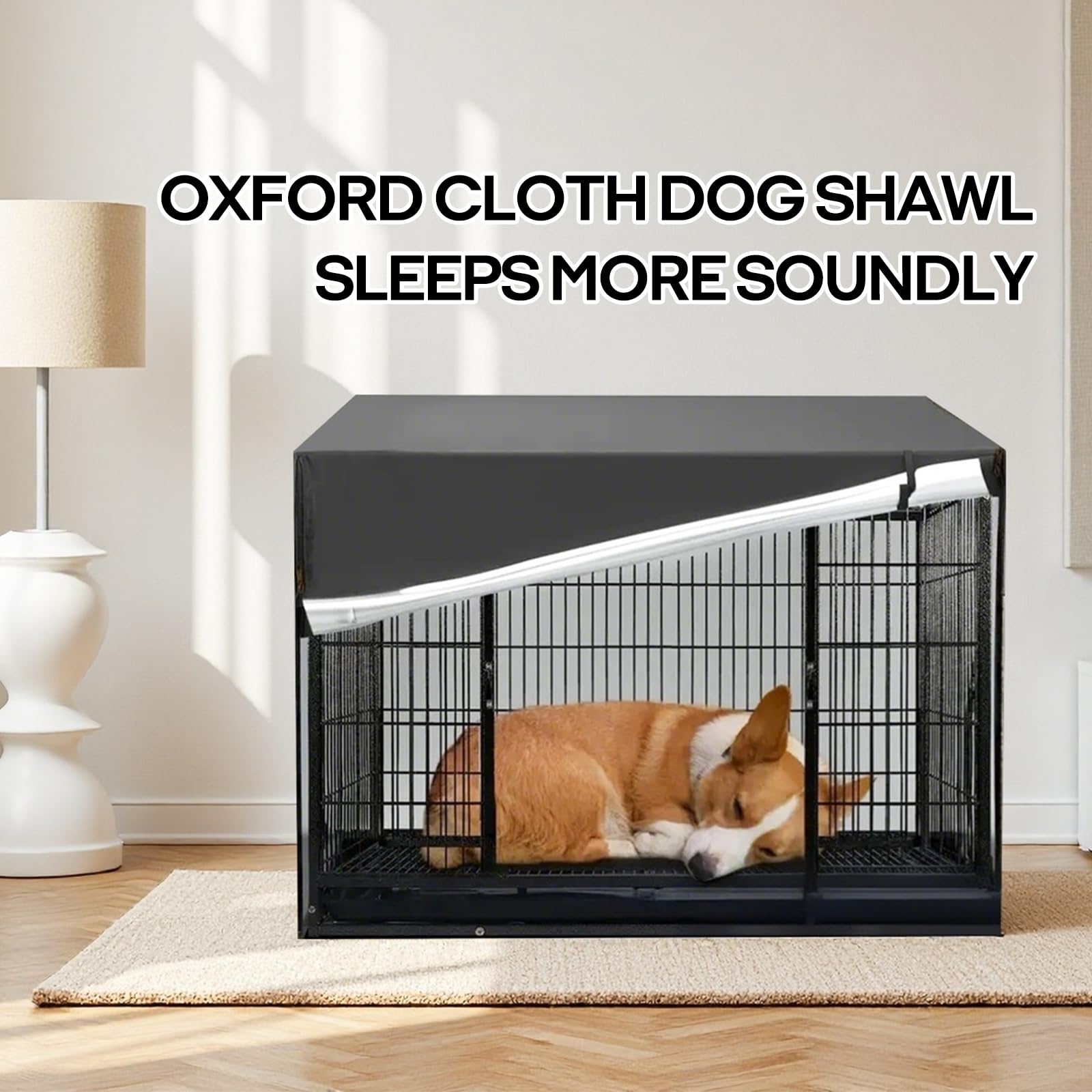 Hundekäfig Abdeckung für Drahtkäfige 125 x 79 x 84 cm, Langlebig und Winddicht, Schwarz Oxford Strapazierfähig Hundebox Abdeckung für innen und außenbereich (Nur Abdeckung)