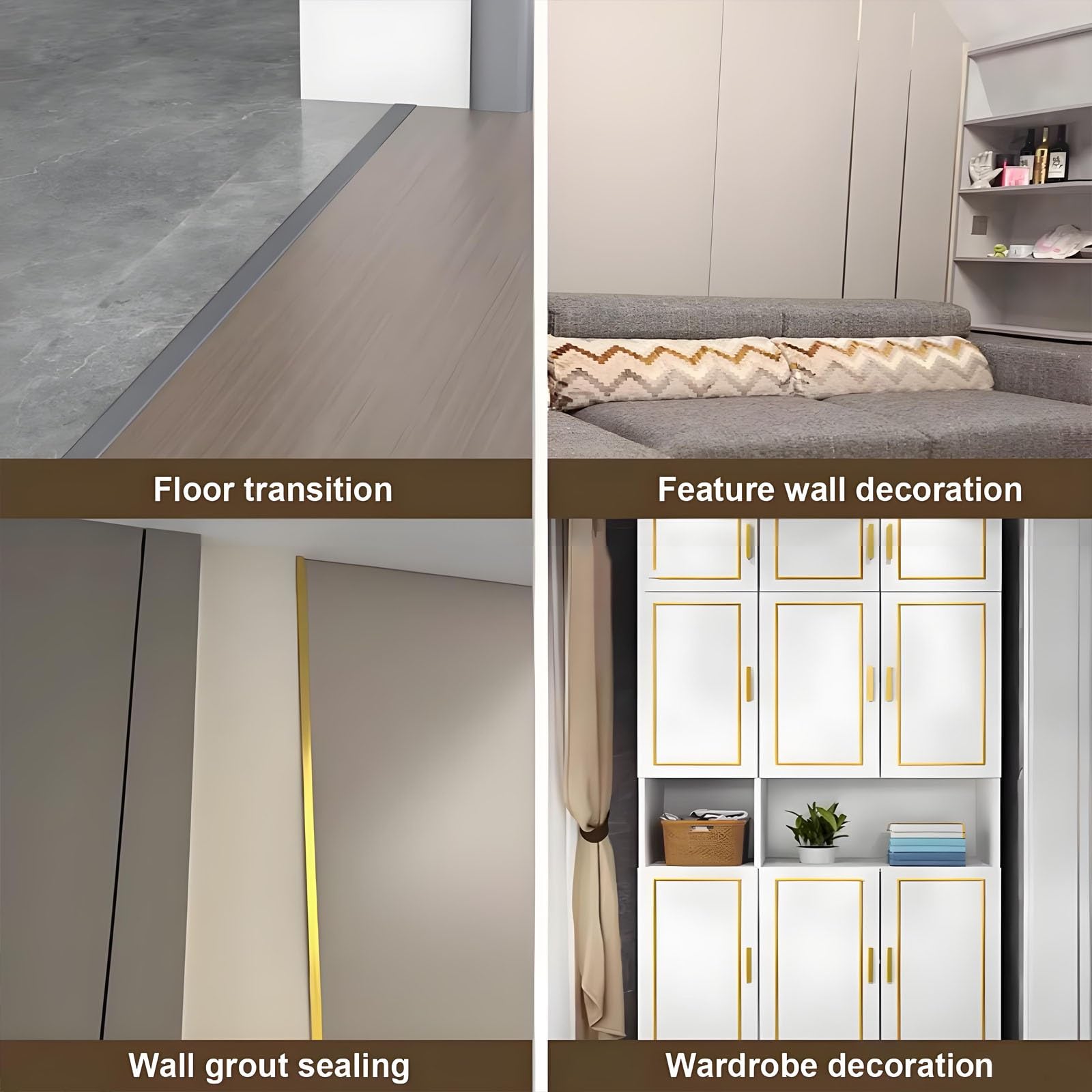 Aluminiowa listwa progowa T-Sd do laminatu i płytek z twardego drewna, długość 90 cm, 3 szt. (srebrna szer. 1,2 cm) - ochraniacz krawędzi