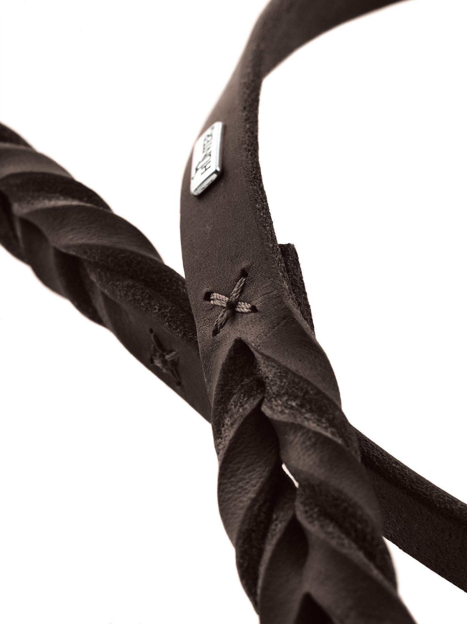 HUNTER Solid Education - Correa Ajustable para Perro de Piel, Trenzada, Resistente, Suave, 1,8 x 250 cm, Color marrón Oscuro