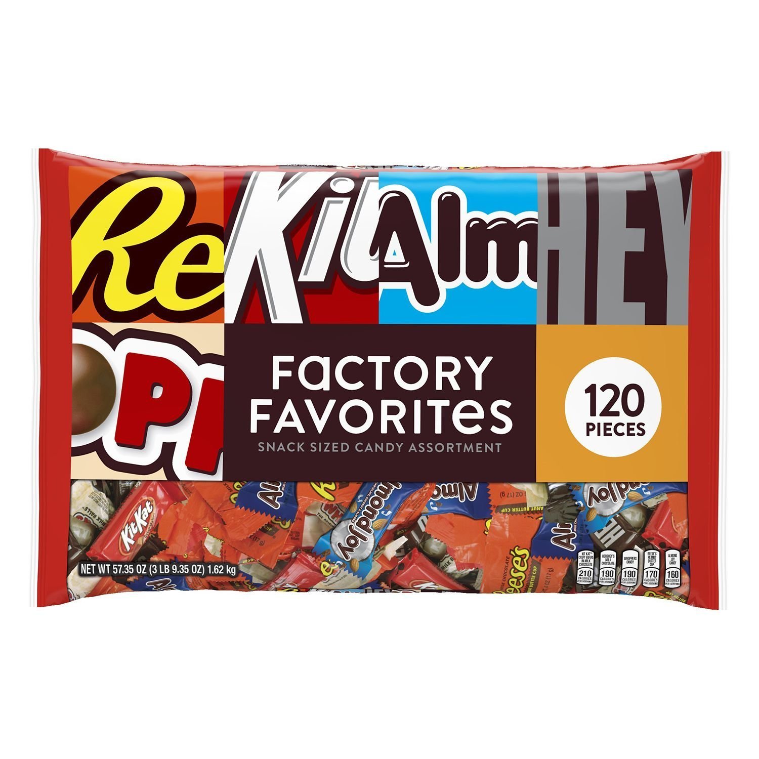 Hershey's Variety Factory Favorites, 145 Snack SizePiece, Includes Reese's Whopper's, Kit Kat, Hershey's Milk Chocolate & Cookies n Cream, 68.5 oz (4LB 4.5 oz)