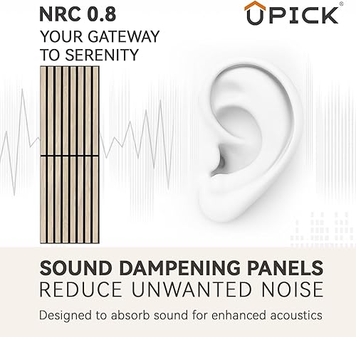 Miniatura 4 de Upick Paneles de pared acústicos plegables, paquete de 4 paneles de madera MDF de 48 x 12.6 pulgadas para pared, paneles de pared absorbentes de