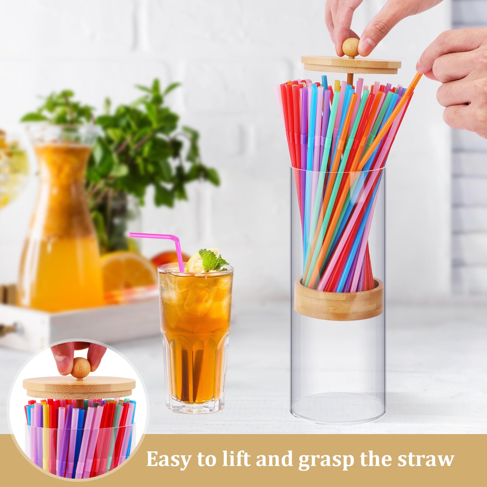 JYPS Acrylic Straw Holder Dispenser For Counter