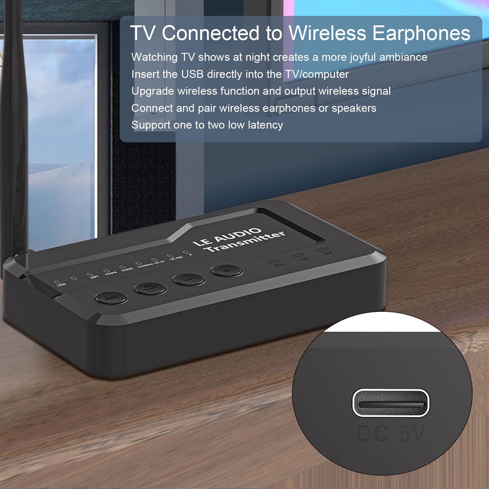 Gugxiom Émetteur Bluetooth 5.3 à Longue Portée pour Les écouteurs/Haut-parleurs TV/PC/Projecteur vers Wireless, Adaptateur Bluetooth pour la Télévision avec Une Fiche D'affichage