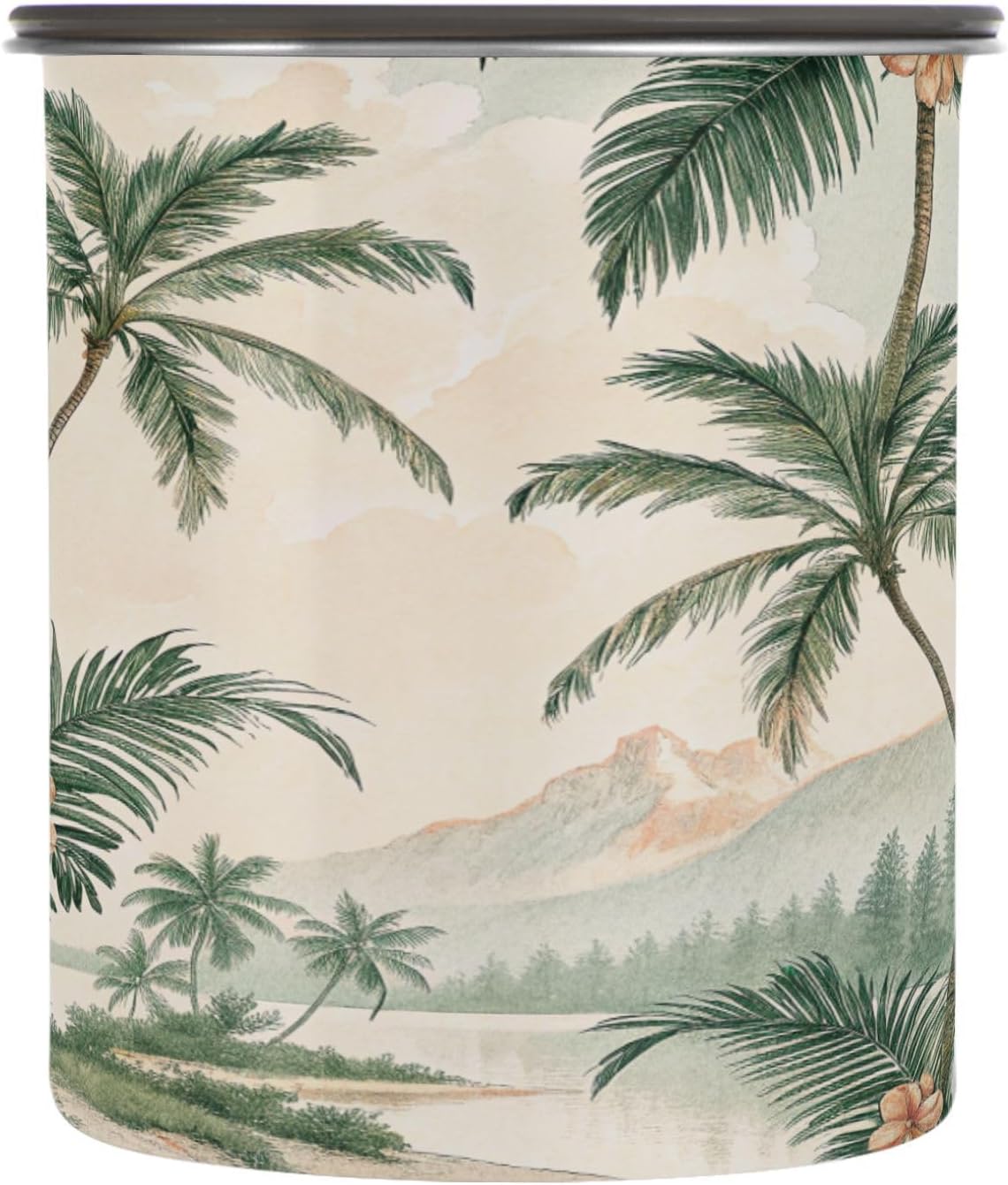 Kigai Palm Tree Coffee Container con Tapa Airtight 30 oz Acero Inoxidable