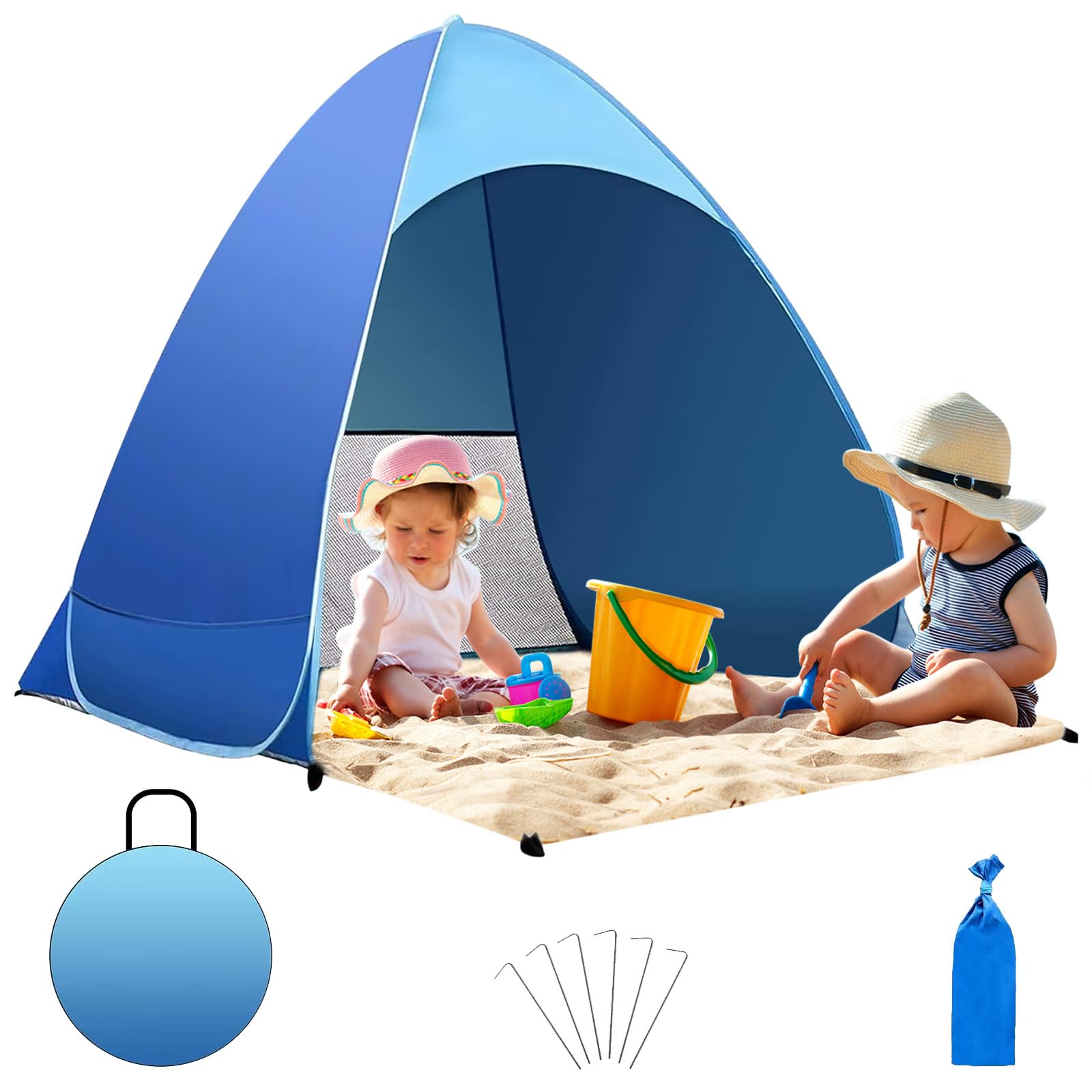 LOVICVKEM Tente De Plage Pop-Up – Ultralégère, Protection UV 50+, Pour 1-3 Personnes, Sac De Transport Inclus