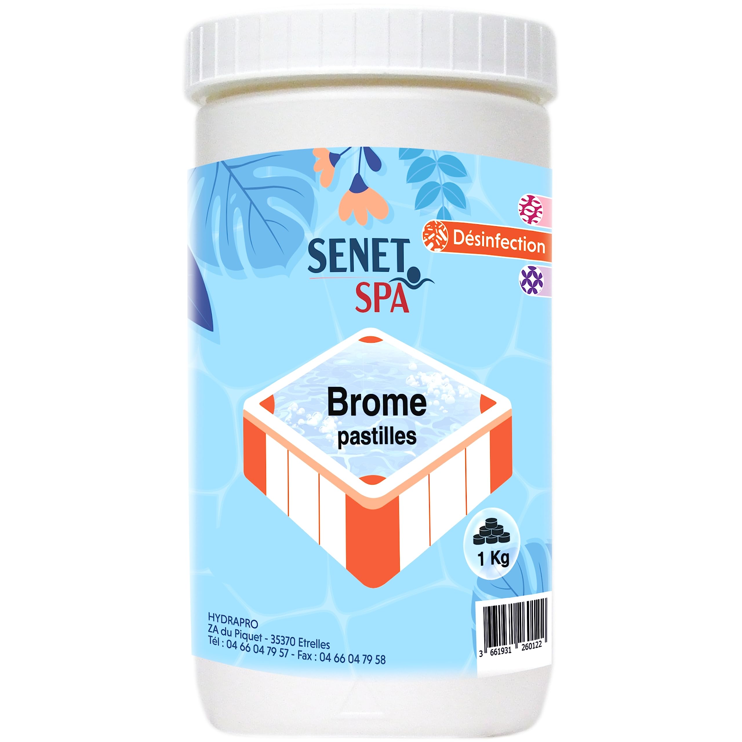 Brome Spa et Piscine, Entretien et Désinfection de l’Eau/Elimine Les impuretés de l’Eau - Dissolution très Lente - Pastilles de Brome de 20g, Pot de 1kg