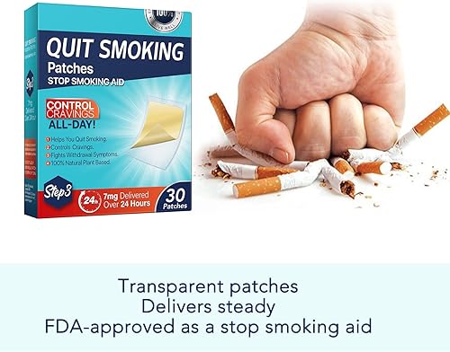 Miniatura 2 de Parches para dejar de fumar Paso 3, Paso 3 para dejar de fumar, 7 mg entregados durante 24 horas, ayuda para fumar para ayudar a dejar de fumar 30