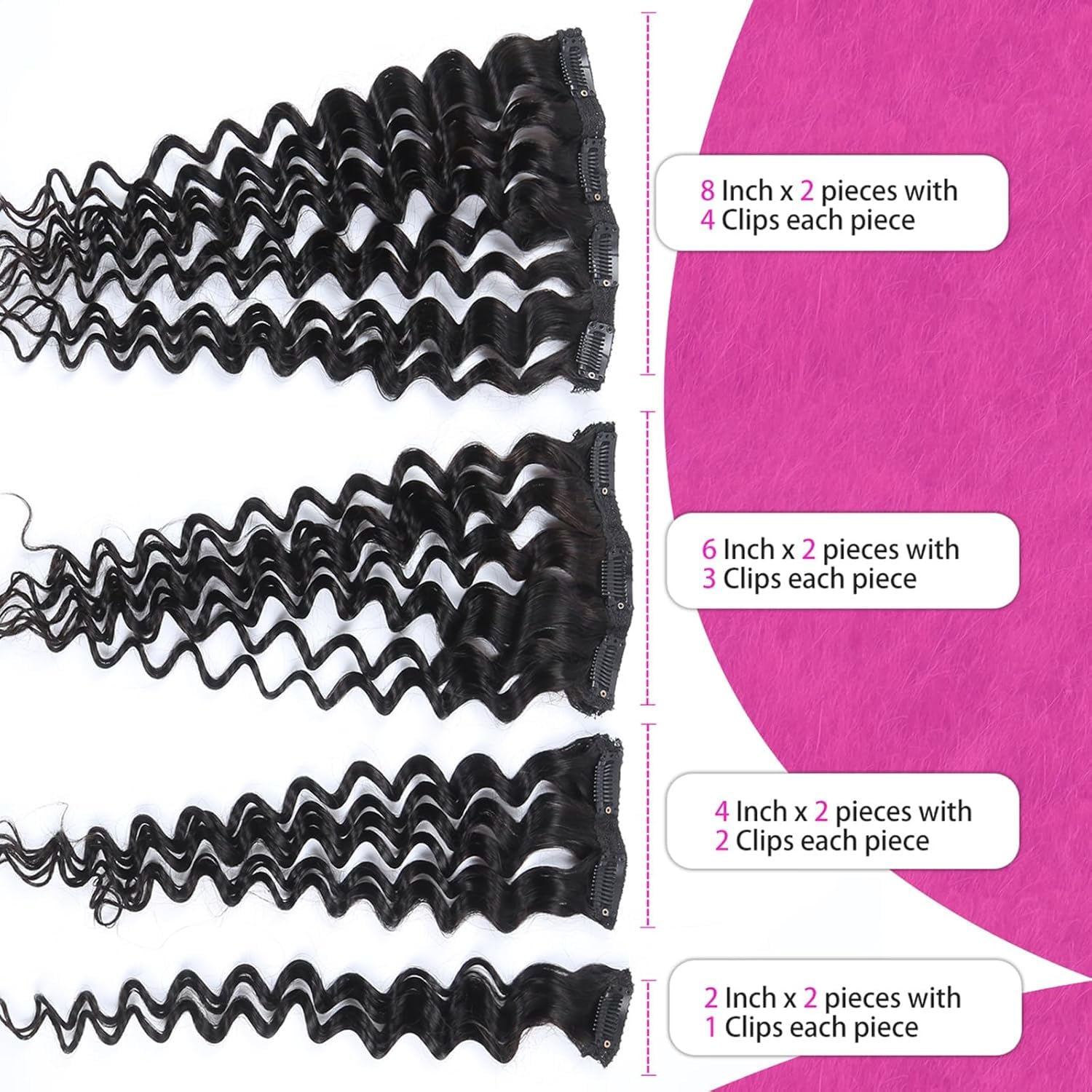 Curly Clip in Hair Extensions Real Human Hair 24inch 120g Invisible & Seamless 100% Brazilian Remy Human Extension Deep Wave Clip ins Extensions Double Weft 8 PCS with 20 Clips Natural Black