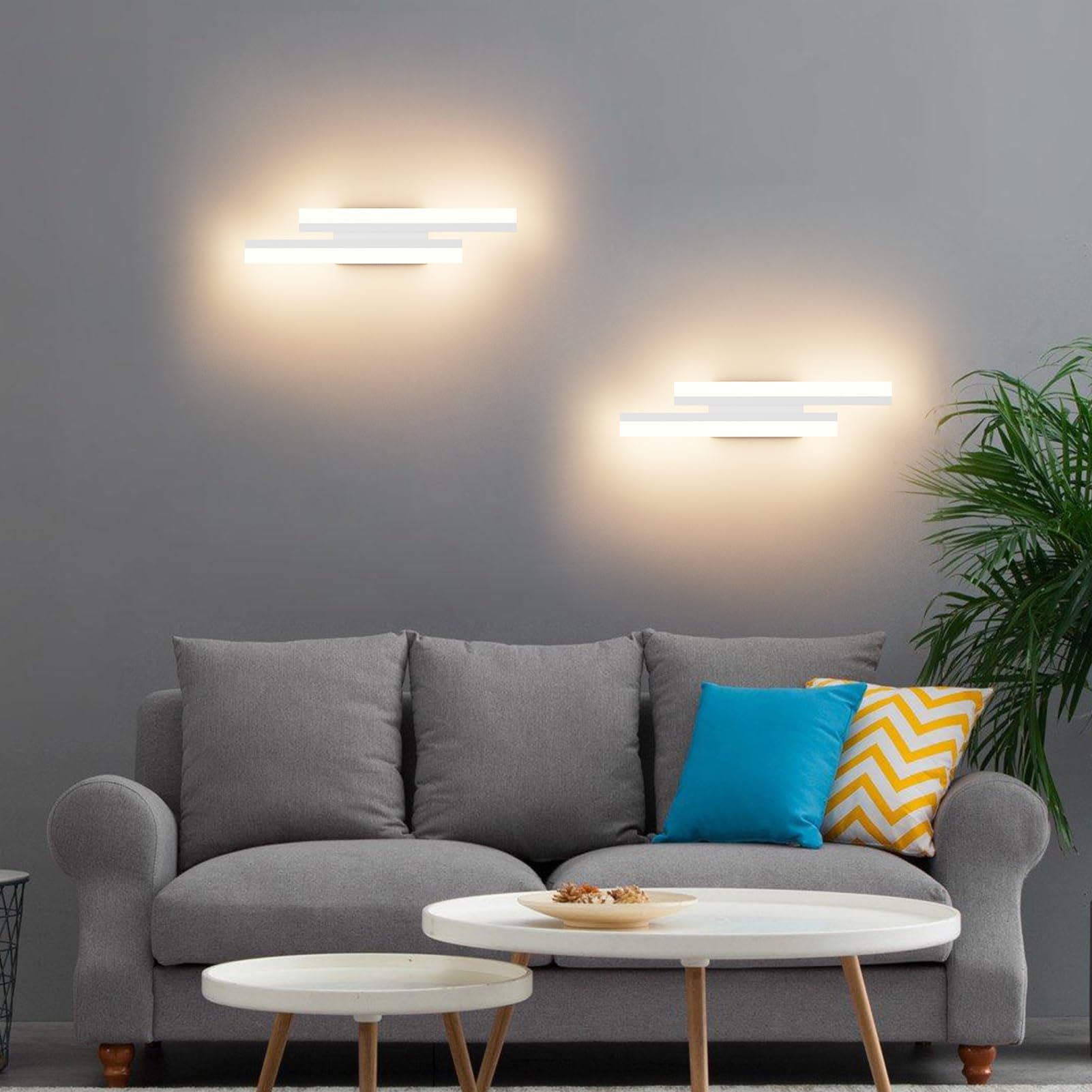 Klighten Applique da Parete LED Interno 40cm, 12W 850LM Lampada da Parete Decorative Mordern, Luci da Parete per Camera da Letto, Soggiorno, Scala, 110-240V, Bianco Caldo 3000K, Bianco
