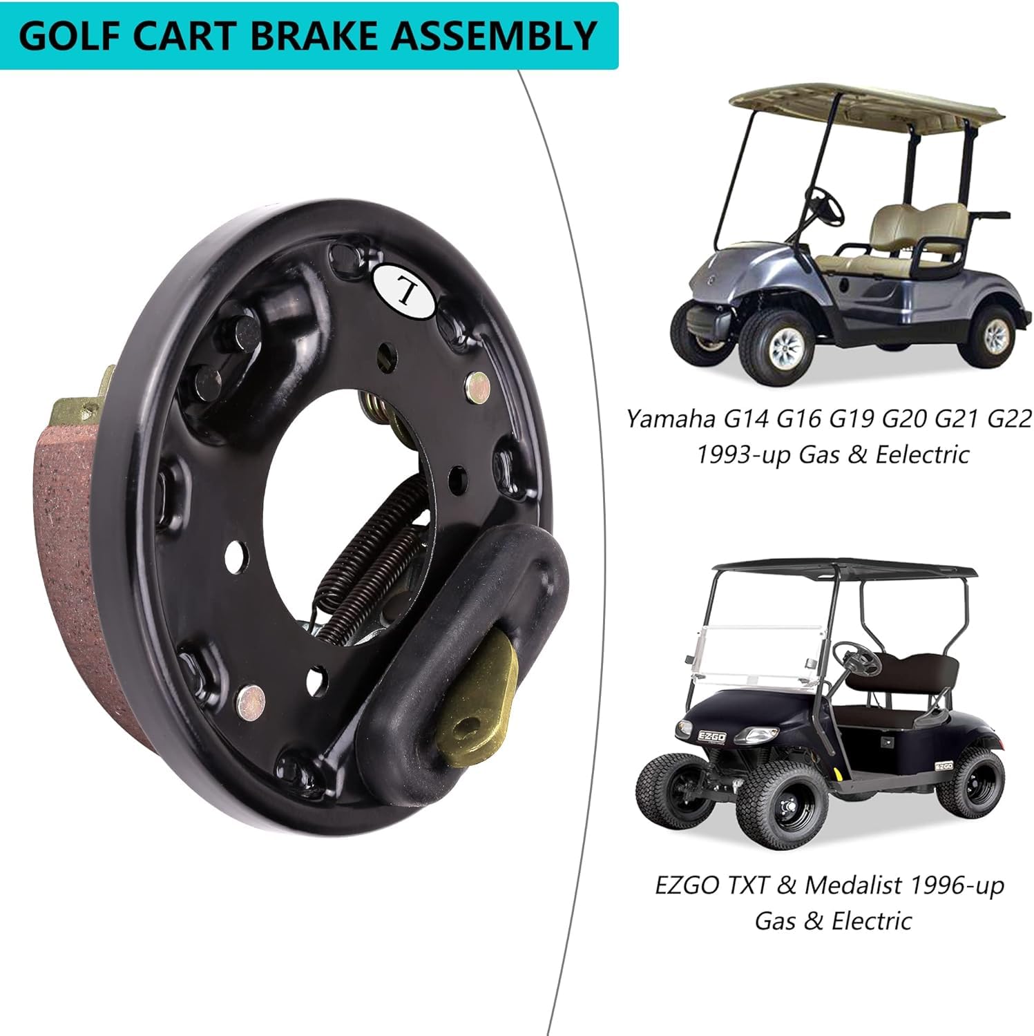 10L0L Golfwagen-Bremse mit Bremsbacken für EZGO TXT PDS & für Yamaha G9 G14 G16 G19 G20 G21 G22, Fahrerseite, OEM# 70998-G01