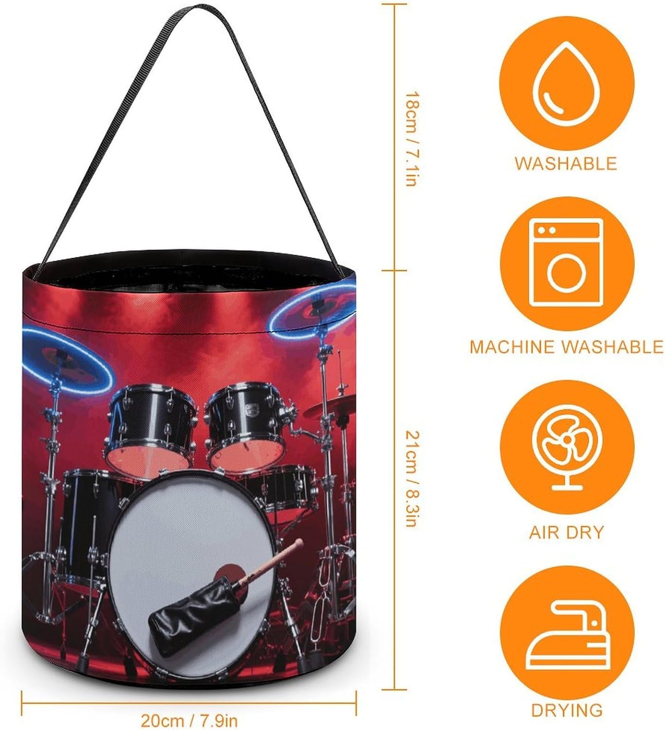 LLUTSNTH Cool Drum Set Halloween Tote Treat Bag for Trick Or Treat image 2