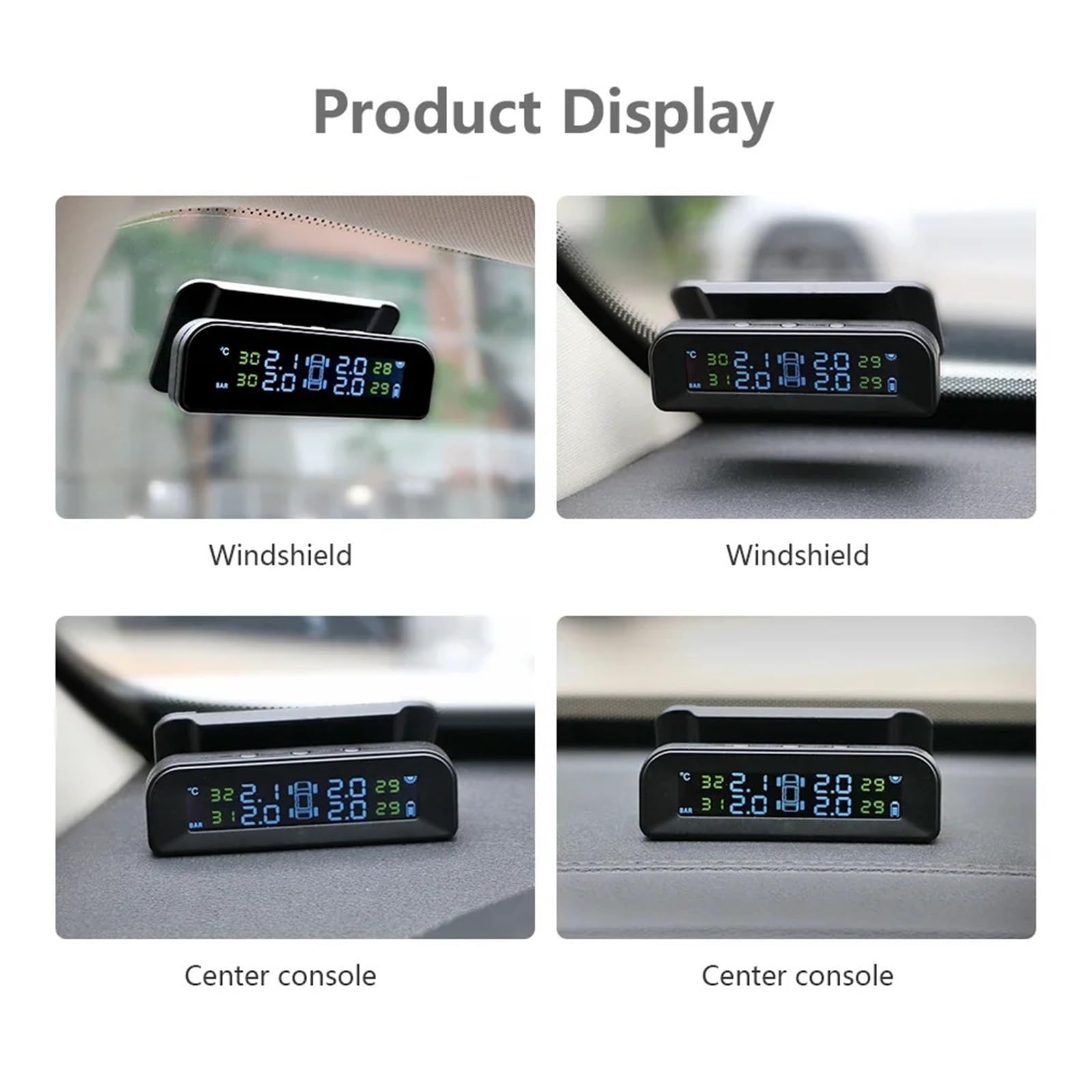 Sistema De Monitor Alarma Presión Neumáticos TPMS, Pantalla Original Inalámbrica HD, Carga Solar, Vibración Encendido Coche con 8 Sensores DeteccióN Precisa(External Sensor)