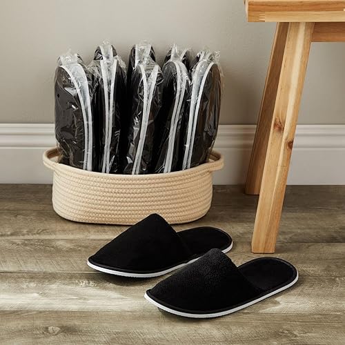Vista 2 de Juvale 12 Pairs Disposable Slippers for Guests, Bulk Pack for Hotel, Spa, Shoeless Home, (US Men Size 11, Women 12)
