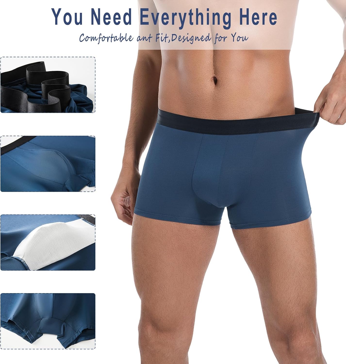 Men's 4-Pack Big & Tall 2XL-8XL Underwear Boxer Briefs No Fly with Comfortable Cool Plus Size Underwear Pack - Image 2