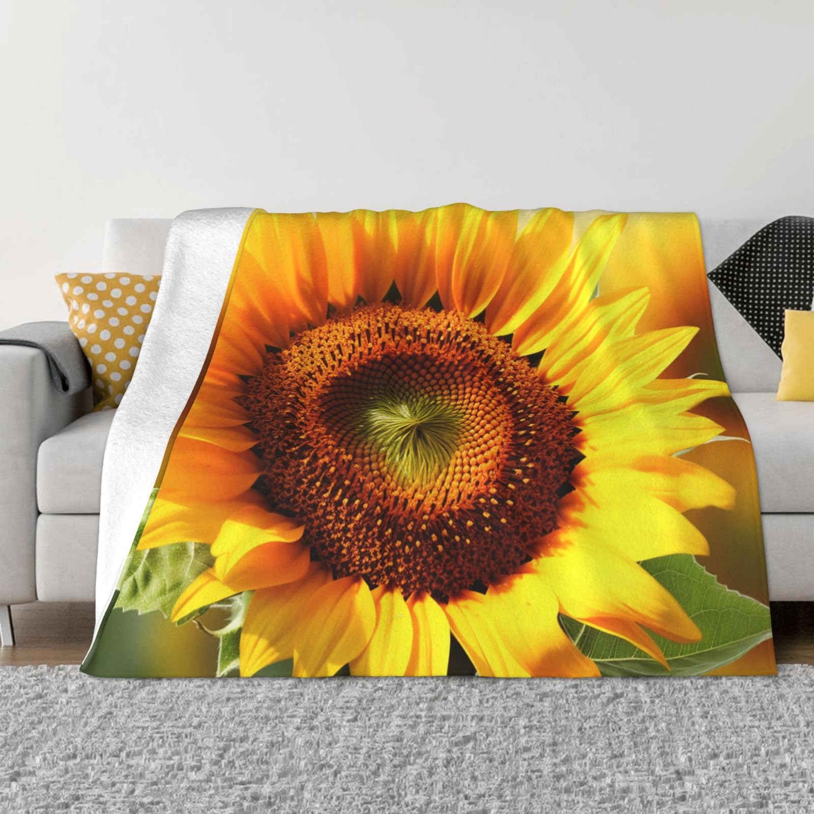 Couverture canapé tournesol 127x100 en flanelle douce