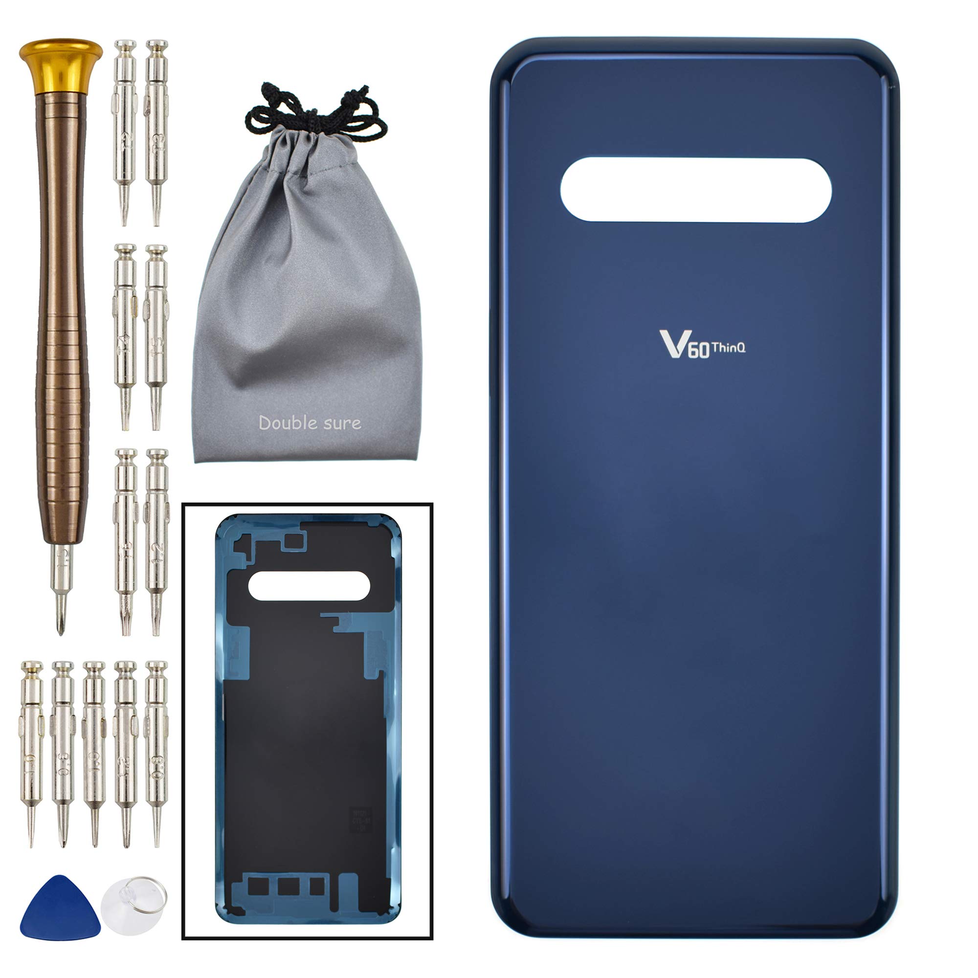 Glass Battery Door Adhesive has on The Case, Pre-Install Replacement for LG V60 ThinQ 5G Classy Blue LM-V600