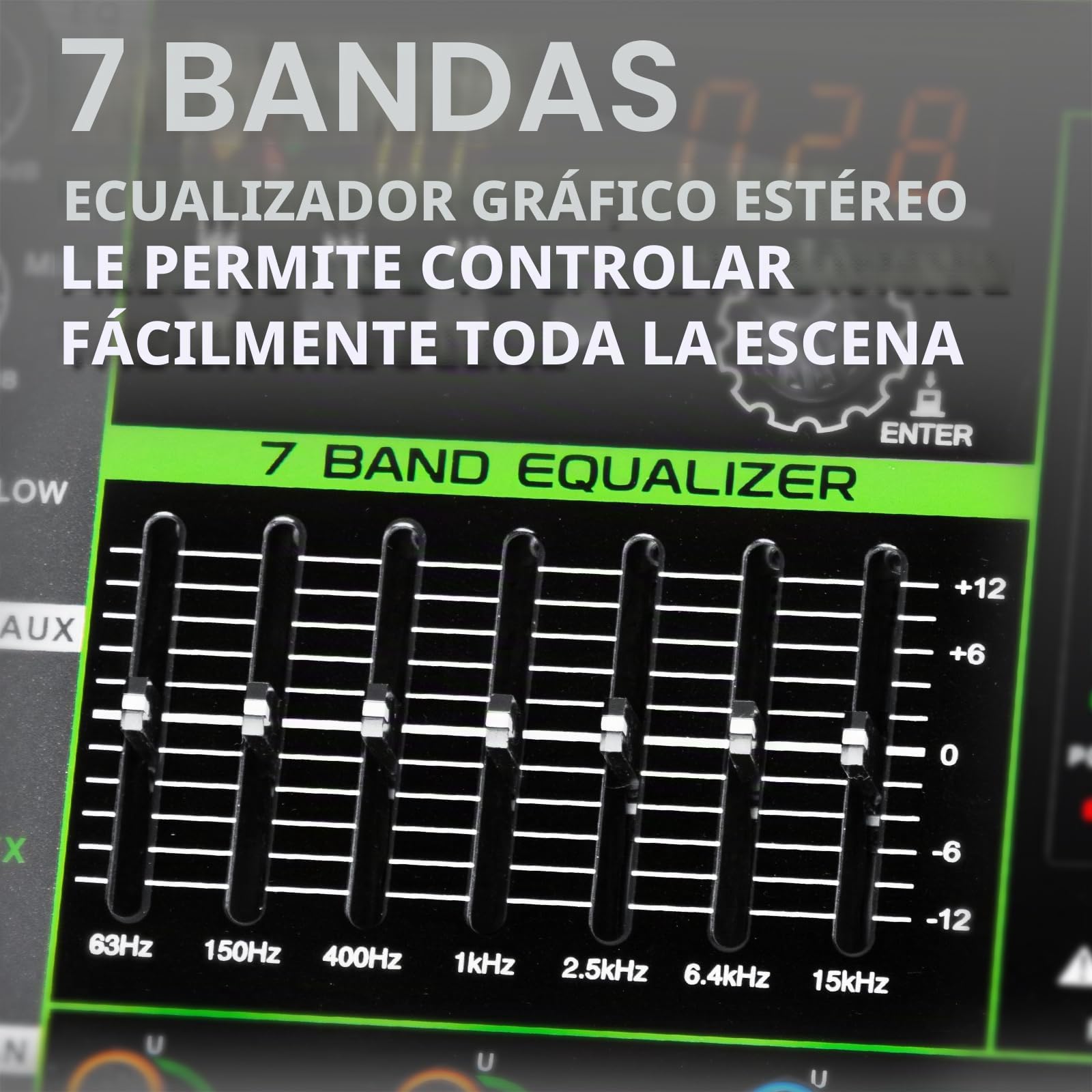 Depusheng PA12 Mezclador de audio profesional Consola Sistema de escritorio Interfaz 12 canales USB Bluetooth MP3 Entrada de computador 48V Phantom Power Incorporado 256 Efecto de reverberación