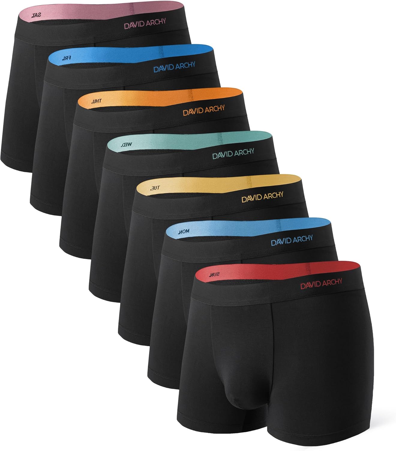 DAVID ARCHY Mens Trunks Underwear Bamboo Rayon 7-Pack, Breathable & Cool Boxer Briefs with Support Pouch