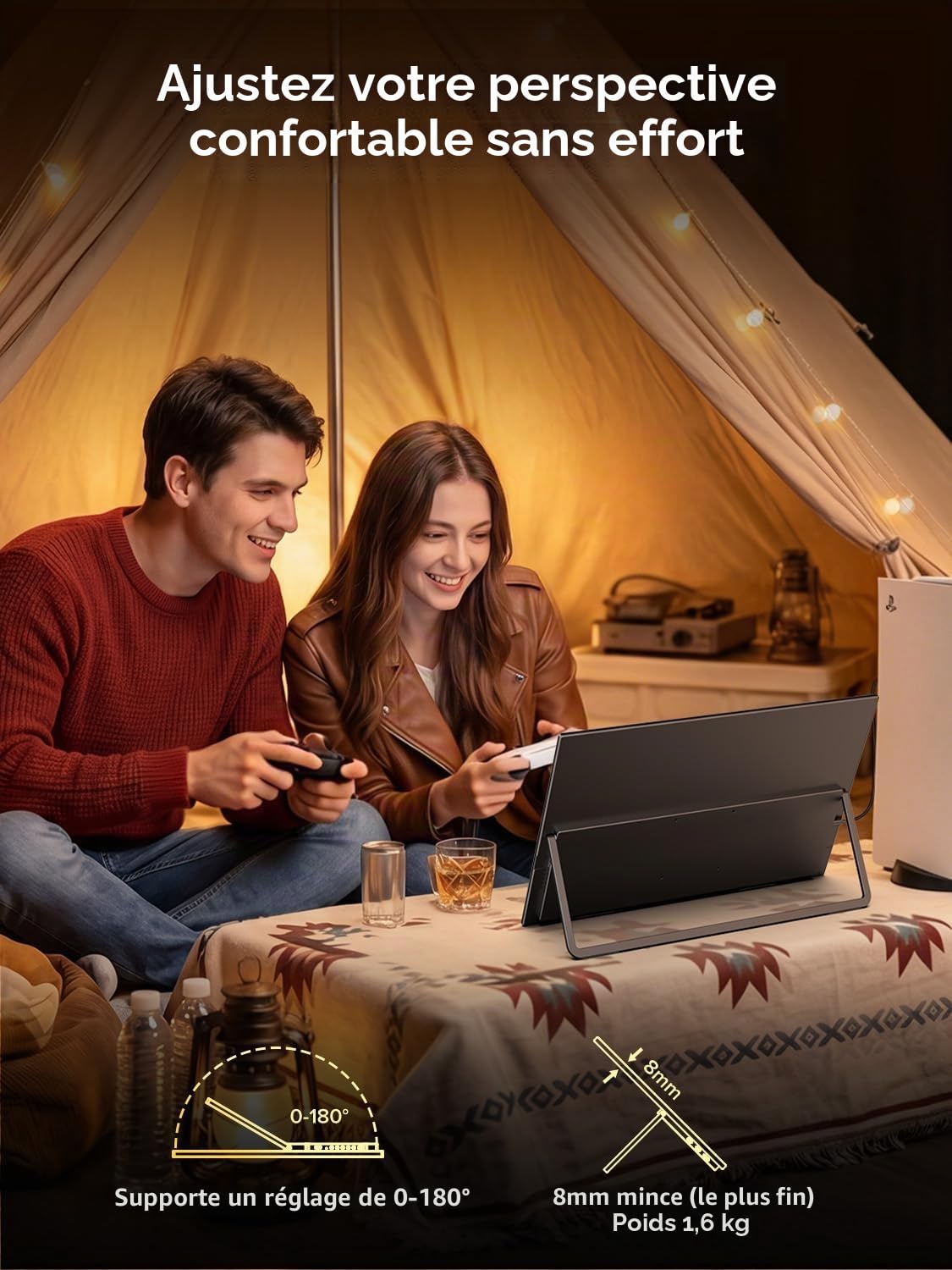 UPERFECT 23,8 Pouces 144Hz QLED Écran Portable, FHD 1080P 2000:1 145% sRGB