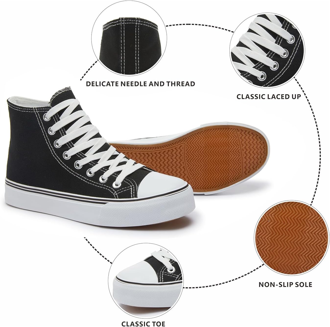 Iarus High Top Sneakers for Women White Canvas Comfortable Shoes for Women Walking Casual Sneakers Tennis Shoes - Image 5