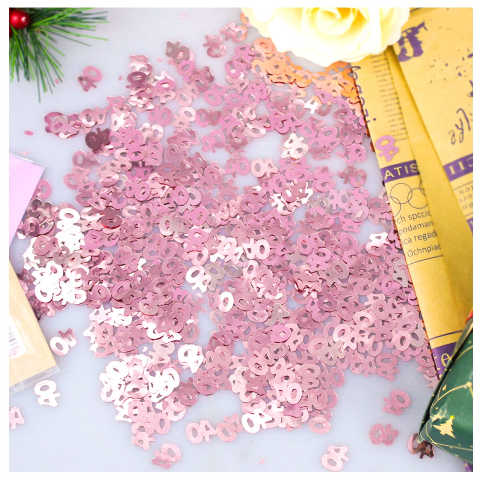 Coriandoli Glitter Oro Rosa Per Compleanno - 70 Pezzi Per Feste - Foto 12