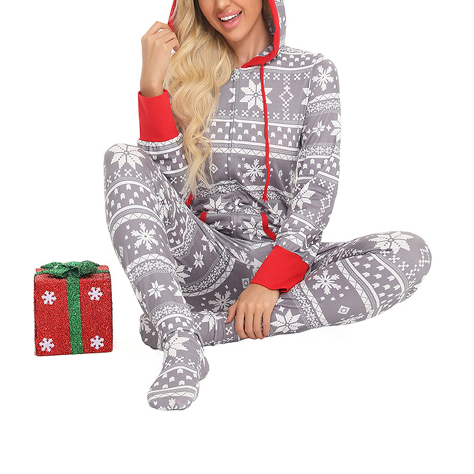 Pantalon De Pyjama pour Femmes Doux Femmes Polaire Pieds Couverts à Capuche Une pièce Pyjamas Costume Doux Chaud vêtements de Nuit Pyjamas Combinaison Pyjamas Ensembles De Pantalons pour Femmes