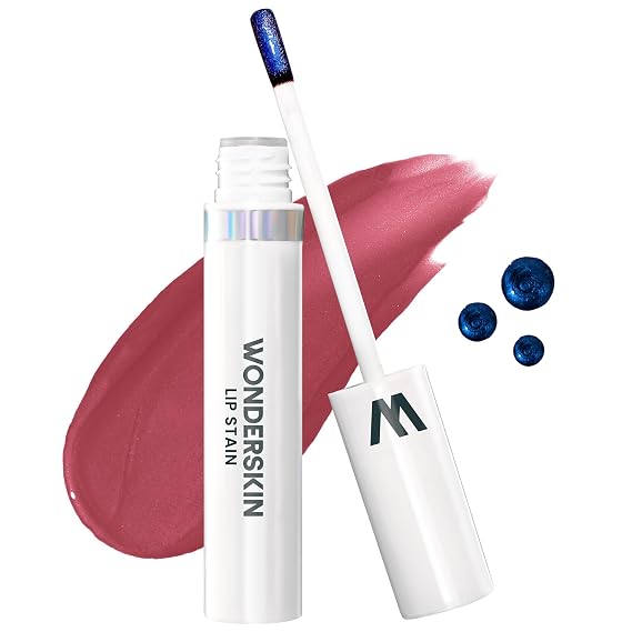 Wonderskin Wonder Blading Lip Stain Peel Off Masque - Long Lasting, Waterproof (Charming) with Top Gloss - Blue Glitter Lip Gloss, Hydrating and High Shine Finish