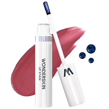 Wonderskin Wonder Blading Lip Stain Peel Off Masque - Long Lasting, Waterproof (Charming) with Top Gloss - Blue Glitter Lip Gloss, Hydrating and High Shine Finish