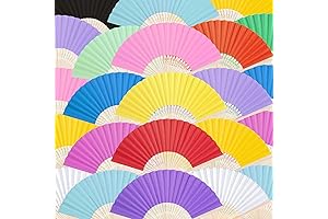 JOHOUSE 28PCS Folding Paper Fans, Handheld Decorative Fans for Summer