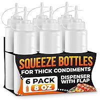 Vista 13 de Juego de 6 botellas invertidas para condimentos de 16 onzas, diseño mejorado con juntas de sellado adicionales, válvula de cierre automático