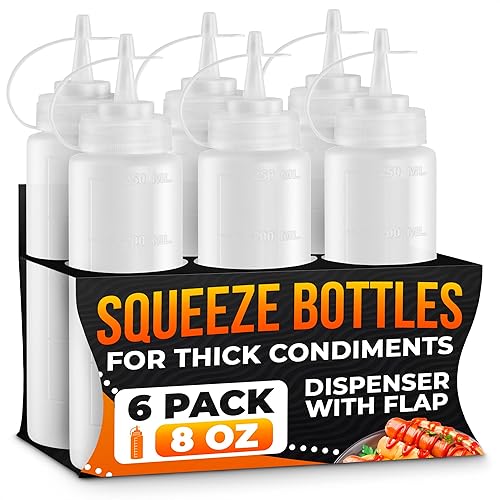 Miniatura 13 de Juego de 6 botellas invertidas para condimentos de 16 onzas, diseño mejorado con juntas de sellado adicionales, válvula de cierre automático