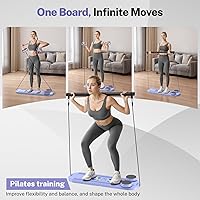 Vista 4 de Pilates Board,Foldable Pilates Reformer Equipment with Timer, Multi-Purpose Portable Pilates Reformer Machine Home Pilates Kit for Home