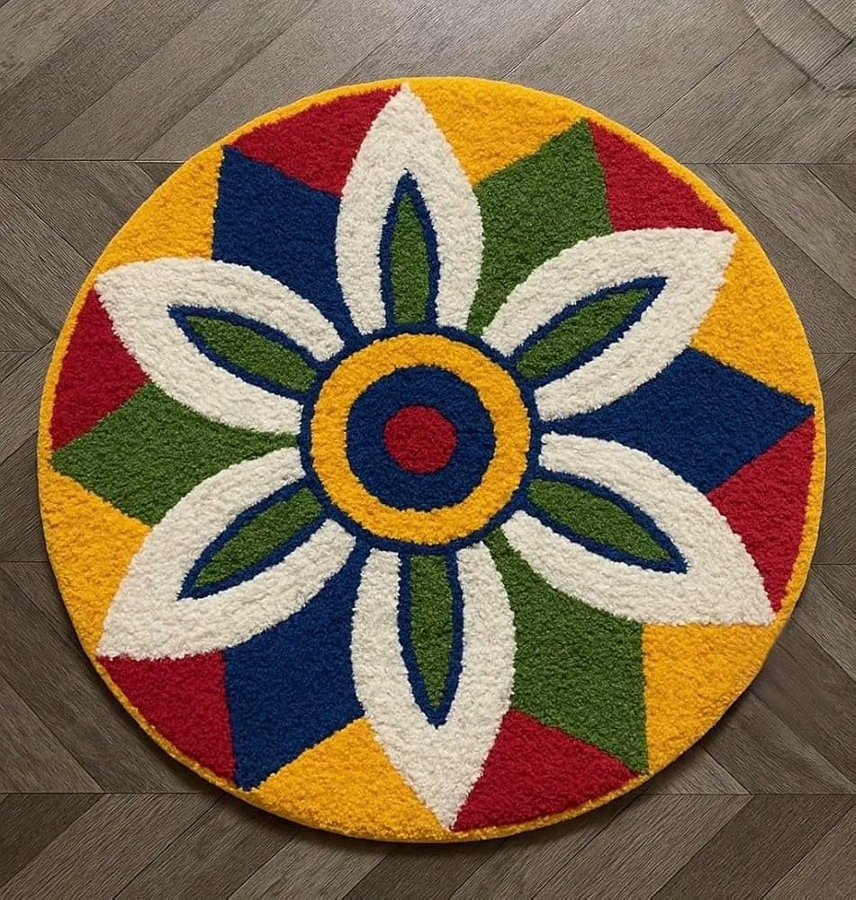 Vihs Rangoli Mat - Floral Microfiber Doormat -5