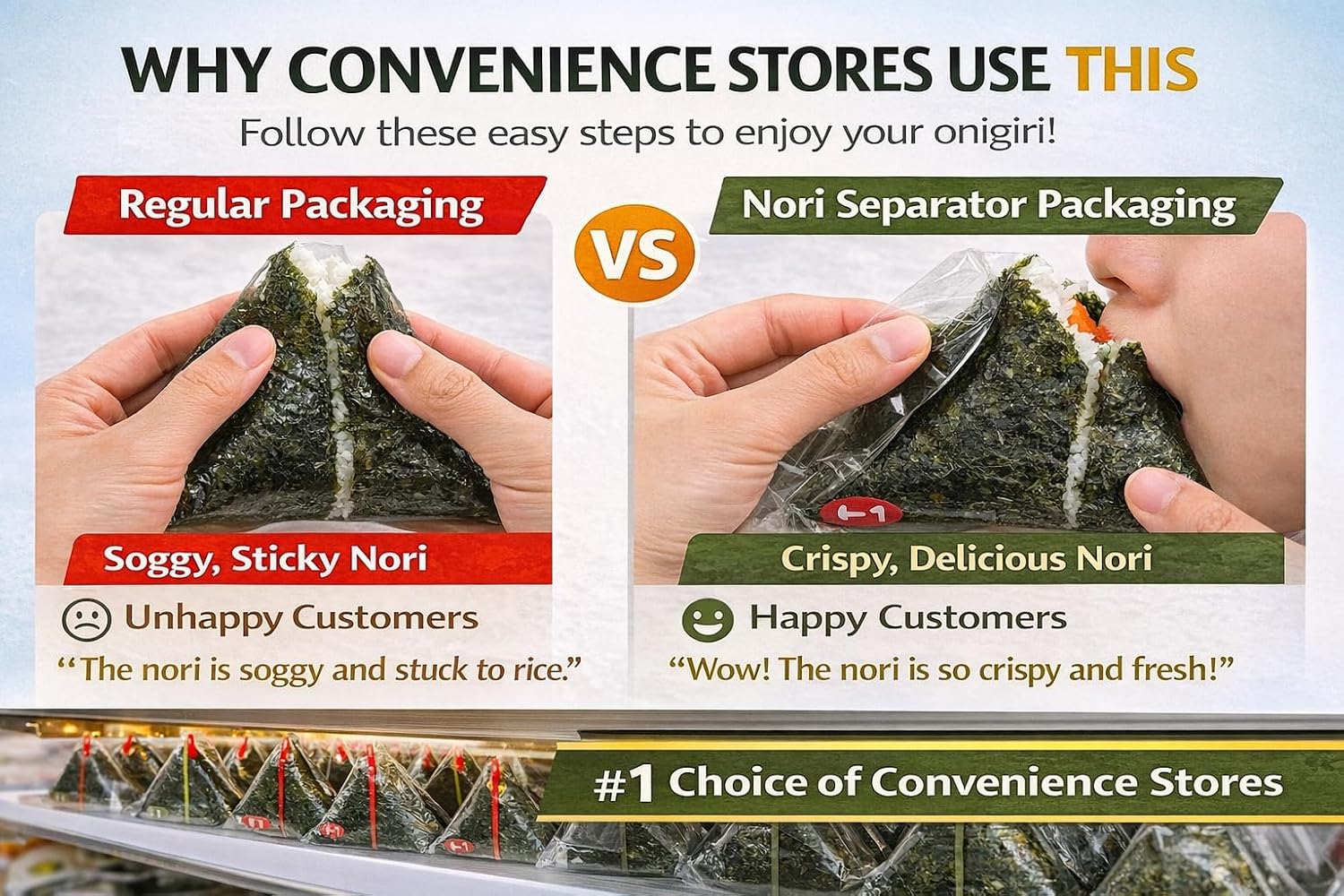 Onigiri Wrapper with Nori Separator, Rice Ball Packaging to Keep Seaweed Crispy, Disposable Japanese Onigiri Wrapper, 100 Count | Onigiri separator
