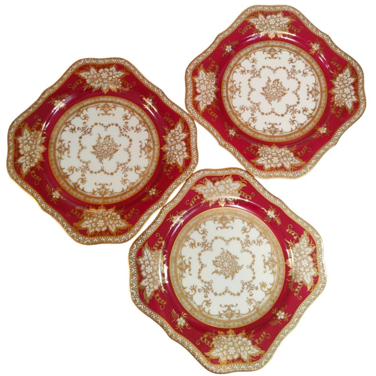 Amazon.co.jp: オールドノリタケ 金彩 赤 デザート プレート 3枚 1930  